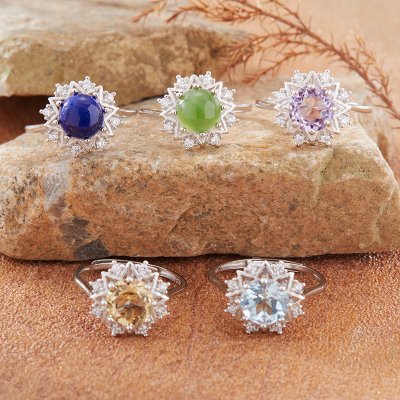 Amethyst And Citrine Ring for Women Made of S925 Sterling Silver